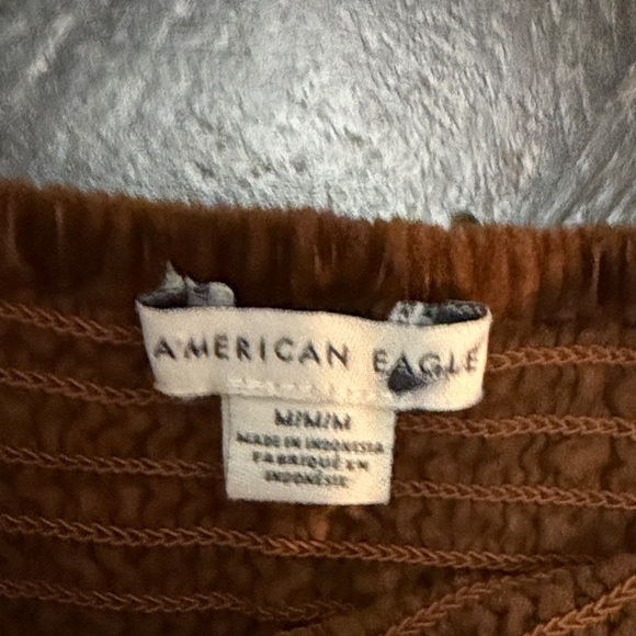 American Eagle Outfitters Brown Puff Sleeve Blouse - Picture 2 of 3